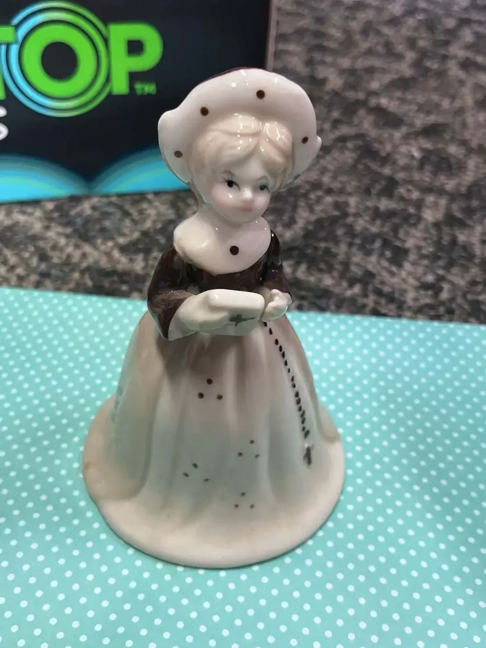 Vintage Brinn & Co Porcelain Bell Figurine of a Victorian Girl